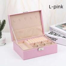 1 Peça Caixa de Armazenamento de Brincos em Couro PU à Prova d'Água, Organizador de Joias Portátil de Camada Dupla para Anéis, Brincos, Colares, Pulseiras, Caixa Protetora de Joias à Prova de Poeira e Oxidação, Presente para Namorada, Mãe, Volta às Aulas - Multicolorido - Visão 12