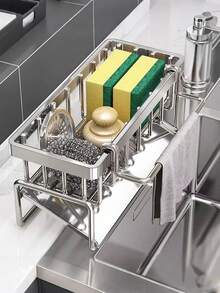 Sponge Holder - Dish Sponge And Brush Holder - Plastic, Multi-Functional, - Kitchen And Bathroom - Homeowners, Kitchen Enthusiasts - Organize Your Cleaning Tools, Keep Your Kitchen And Bathroom Tidy - Clean & Organized Bliss - Multicolor - View 12