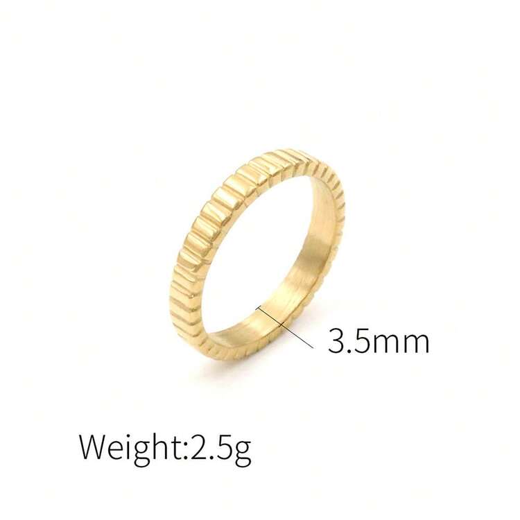 1PC 3.5mm 6.5mm Minimalist Stainless Steel Rings For Women Flat Finger Rings Fashion Engagement Jewelry - Gold - View 10