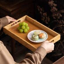 Bandeja com alça ondulada (1 unidade), prato para sobremesas, travessa multiuso para frutas, ideal para decoração de mesa de jantar e para servir em casa e na cozinha. - Bandeja com alça ondulada - Ver 7