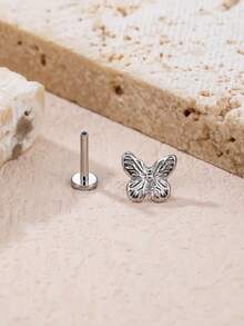 1pc Elegant Titanium Steel Butterfly Stud Earrings, Suitable For Women's Daily Wear - Butterfly - View 3