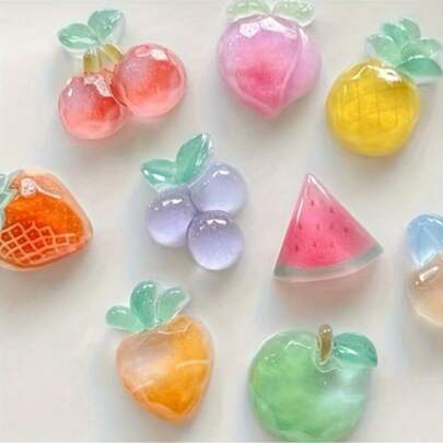 20个/12个/8个卡通水果造型冰箱贴，椭圆形ABS材质装饰冰箱贴，适用于办公室、厨房、白板、储物柜、洗碗机、家居装饰、情人节礼物