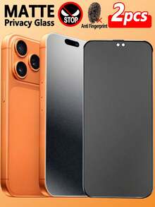 2片/套 磨砂防窥全覆盖钢化玻璃隐私屏幕保护膜，兼容，磨砂防窥，防指纹，防摔，防刮，触感细腻，不留指纹，兼容，兼容手机壳，兼容 17 Pro Max、17 Air、17、16 Pro Max、16 Pro、16 Plus、16、16E、15 Pro Max、14 Pro Max、13 Mini、12、11、XS Max、XR、X - 黑色 - 查看 31