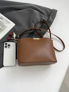 复古撞色水桶包，饰有滚边，适合购物、用作钱包，也适合年轻女性、大学生、新婚夫妇和上班族女性。是办公室、大学、工作、商务、通勤、户外活动、旅行和野餐的理想之选。 - 棕色 - 查看 5