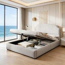 Bed Bases & Foundations - White+ Charcoal + Upholstered + 140cm*200cm - View 1