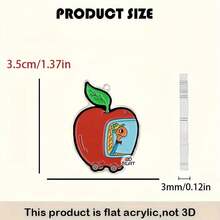 可爱昆虫吊坠耳环，2D扁平苹果造型，时尚饰品，派对礼物，节日礼物，送给家人和朋友的理想之选 - 一對 - 查看 4