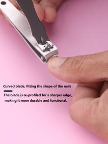 1pc Large Size Stainless Steel Nail Clipper, Flat Edge Nail Trimmer Tool For Finger And Toenails - Multicolor - View 2