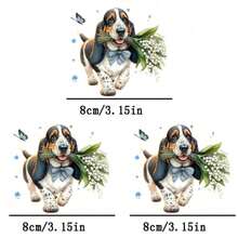 1张/2张/3张装耐用持久热转印贴纸，图案为悬挂的花朵斗牛犬，适用于DIY T恤、卫衣、牛仔裤、连帽衫、背包、夹克、手提包、枕头等。 - L+S - 查看 5