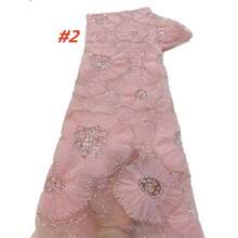 Nigerian African Beaded Lace Fabric 2026 High Quality Sequins Embroidery French Lace Fabric For Wedding Sewing Dress Material - A - View 4