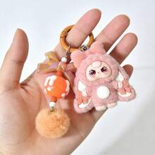 紫色、黄色、粉色毛绒潜水员钥匙扣一件，情人节礼物 - 彩色 - 查看 5