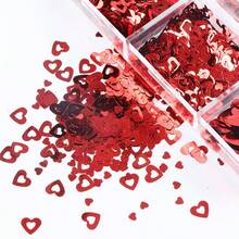 Valentine's Day Heart Glitter For Epoxy Resin Filling Holographic Red Sequins Mixed Heart Shape Paillettes DIY Keychain Pendant Handcraft Materials Mould Filler Material, DIY Crafts, Valentine's Crafts, Jewelry Casting Supplies - Red - View 10