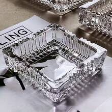 3pcs Square Crystal Ashtray Set, Elegant Ashtray Suitable For Hotel, Home, Office And Various Occasions, Stylish And Practical - Transparent - View 8
