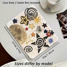 星形单件装彩绘效果亚克力水晶平板电脑保护套，带支架，兼容荣耀、Matepad、红米、OPPO、vivo、苹果等品牌，可折叠防弯折，硅胶加固边角，自动唤醒/睡眠功能，内置笔槽，多角度可折叠支架 - 日常完美保护，节日送礼佳品 - 彩色 - 查看 4