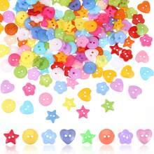 200pcs 1.2-1.5cm Mixed Color Small Flower Buttons, Suitable For Sewing, Knitting And Other Handicrafts; Colorful Resin Flower/Heart/Round/Star Shaped Double Hole Pink Sewing Buttons, Suitable For Clothing; Decorative Plastic Accessories, Suitable For Sewing, Clothing Accessories, Gifts, DIY Crafts, Scrapbooking, Handmade Sewing, Knitting, Dolls, Etc. - Multicolor - View 13