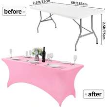 1 Piece Of 4/6/8 Inch Polyester Tablecloth, Rectangular, Fully Elastic Elastic Band, Soft Texture, Can Be Tightly Attached To The Desktop, Wrinkle Resistant And Washable, Elastic Open Back Table Skirt For Wedding, Banquet And Trade Show Decoration, - Multicolor - View 19