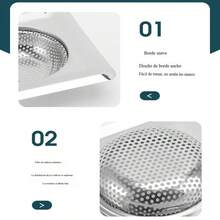 Cubierta de drenaje de acero inoxidable de alta resistencia - recinto de ducha antiobstrucción, bañera y canasta de drenaje del fregadero con recolector de cabello - rejilla de drenaje de baño resistente a la corrosión, adecuada para cocinas y baños - cubierta de drenaje fácil de limpiar, colector de cabello del drenaje de la ducha, filtro del fregadero de la cocina, diseño perforado, malla de metal duradera, material resistente a la oxidación, mejoras para el hogar. - 1 - Ver 8