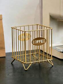 1 pezzo Portacapsule per caffè in filo nero/bianco/dorato, portaoggetti in metallo di grande capacità, cestino portaoggetti per accessori da cucina, bancone dell'ufficio, bar del caffè, organizzatore per panna e sciroppo - Multicolore - Visualizzare 9