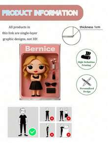 Customized Doll Portrait, Personalized Digital Portrait Art, Custom Photo To Cartoon Acrylic Plaque, Wedding Souvenirs, Personalized Acrylic Memorabilia, Anniversary Gifts, Perfect Memento For Special Ones, Personalized Photo Stand, Office Decor, Elegant Living - 彩色 - 查看 5