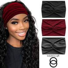 3PCS,Wide Headbands For Women, Large Hairband, Elastic Non-Slip Headband Twist Knotted Accessories, Yoga Workout Vintage Hair 3 Packs (Colour-7) - Multicolor - View 19