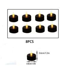 6/8/12pcs Battery-Powered Flickering Candle Lights, Warm Yellow LED, Suitable For Holidays, Family Gatherings, Birthdays, Weddings, Blessings - Black - View 8