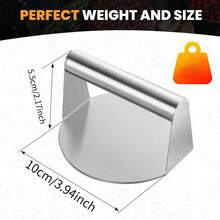 1pc Stainless Steel Hamburger Patty Mold, Hamburger Press, Stainless Steel Hamburger Mold, Hamburger Mold With Stainless Steel Handle, Round Hamburger Mold, Square Hamburger Mold, Meat Patty Mold, Pie Mold, Grill Press - Silver - View 3
