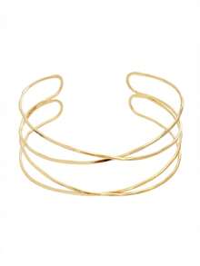 1件波西米亚风度假休闲金色交叉臂环，简约时尚个性化臂环手镯，适合女性，可用于派对、晚宴、送礼、日常佩戴和旅行。 - 金色 - 查看 5