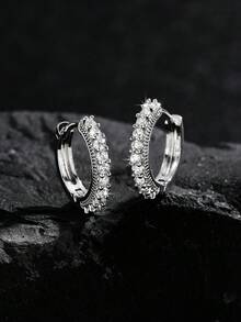 男士水钻耳环一对，时尚款式，铜锆石镶嵌蓝色心形，个性嘻哈耳环，百搭风格，适合日常佩戴和派对场合 - 彩色 - 查看 6