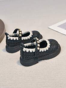 2026 Korean Style Children Princess Shoes, Spring New Leather Easy-Clean Soft Sole Toddler Walking Shoes - Black - View 3
