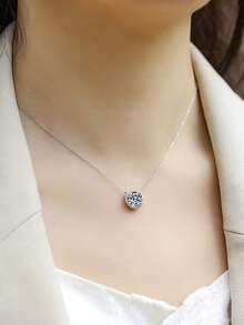 BLOVEMEE 1件时尚奢华925银1-2克拉莫桑石吊坠项链，适合女性日常佩戴、派对、节日、情人节、母亲节、结婚纪念日等场合，是馈赠佳品。 - 銀色 - 查看 2