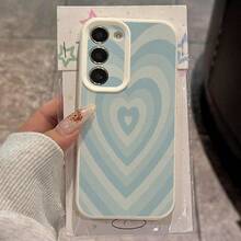 1pc TPU Material Blue Gradient Heart Pattern Fashionable Phone Case Compatible With Samsung A05s, A12, A13, A14, A14 4G, A15, A21s, A23, A25, A32, A32 5G, A34, A35, A50s, A51, A52, A53, A54, A55, A71, A72, A73, S10, S20 FE, S20 Ultra, S21 Ultra, S22, S22 Plus, S23, S24, Redmi 10C, 12C, Note 10, 11, 12, 13, Pro Plus, Note 8, 9 Pro, Full Protective Soft Phone Case - White - View 2