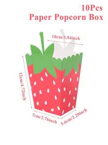 10个草莓图案纸质爆米花盒，爆米花杯，食品零食盒，纸质食品容器，草莓主题婚礼生日派对一次性餐具，适用于派对、野餐、露营、家庭厨房餐厅、草莓派对装饰、草莓生日派对用品、婴儿派对装饰、草莓装饰品 - 草莓 - 查看 7