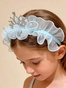 1个女孩生日皇冠发箍，拍照道具服装配饰，公主发夹 - 藍色 - 查看 3