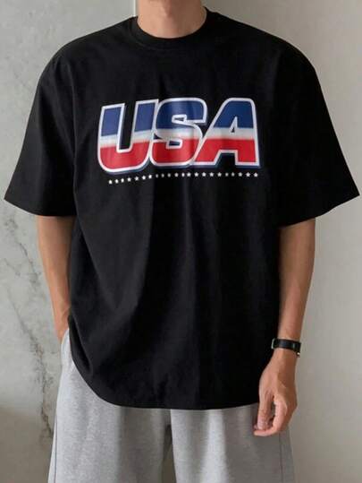 Herr-T-shirts, rund hals, kortärmad, bokstavstryck, casual-T-shirt, sommar, grafiska T-shirts, herr-T-shirt i ren bomull, enkel styling, visa upp din unika stil, moderiktig herr-T-shirt med tryck, casual-T-shirt, bekväm utomhuskläder, casual sommar-T-shirt