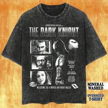 Vintage Wash The Da Rk Kni Ght T-Shirt, Christian Bale, Christoper Nolan, Joker Graphic Fan T-Shirt - màu đen - Xem 1