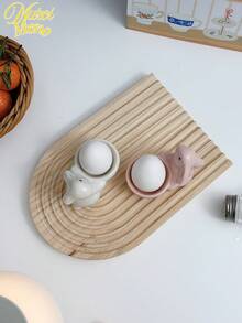 1pc European Style Creative Ceramic Rabbit Egg Cup, Small And Fresh Minimalist Decoration For Breakfast Table, Living Room, Kitchen, Gift, Egg Stand, Serving Tool Christmas Gift - Multicolor - View 10