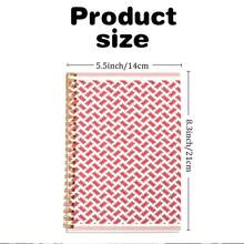 1pc Shemag A5 Rectangle Pattern Office Spiral Notebook Red/White - A - View 2