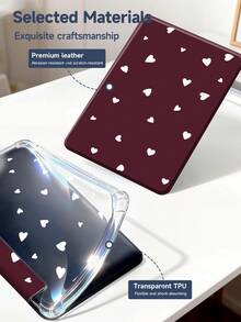 深酒红色心形平板电脑保护套,兼容 iPad Air 11 英寸 M3 2025 / M2 2024、iPad Air 第五代 2022、iPad (A16) 11 英寸第十一代 2025,兼容三星 Galaxy Tab、Kindle Paperwhite 第十二代 2024,透明背壳,时尚图案保护套,具备自动休眠和唤醒功能,气囊保护,适合作为礼物和办公用品。 - 彩色 - 查看 9