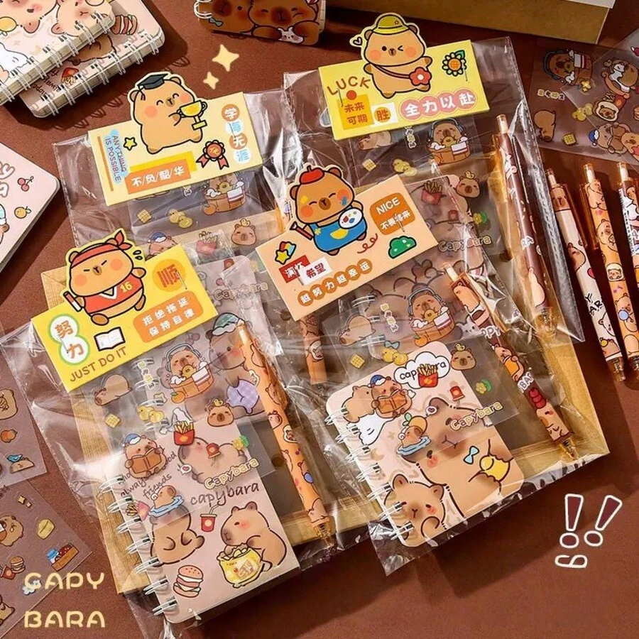 3pcs/Set Capybara Stationery Set, Cute Student Reward Gift Box, High-Quality Water Rat Souvenir, Back To School Small Gift - Multicolor - View 1