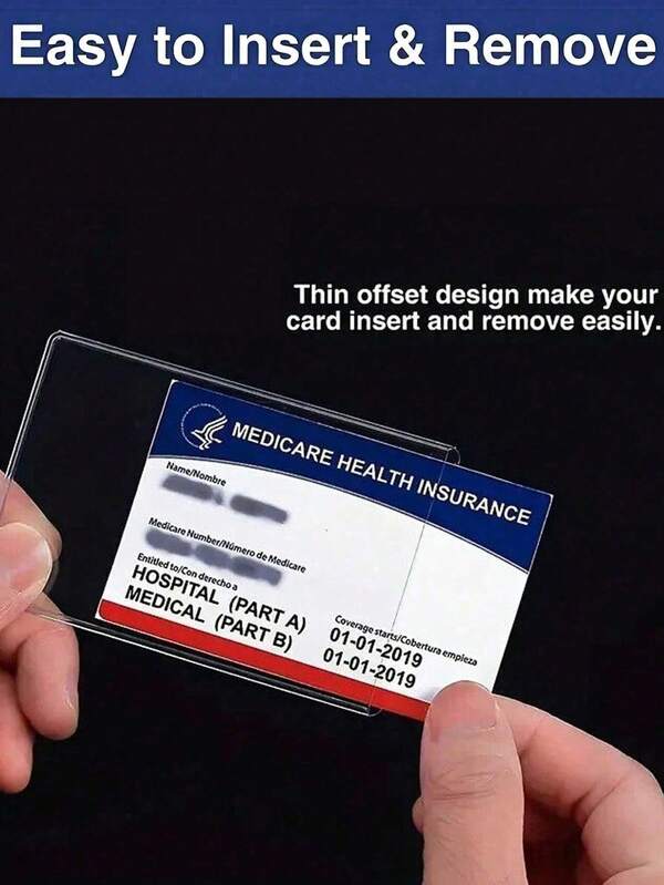 5/10pcs Transparent PVC Waterproof Medical/Social Security Card Protector - Clear Vinyl Plastic Card Holder, Suitable For Insurance Cards, Social Security Cards, Metro Cards, Driving Licenses Or Other Cards, Can Be Used As Card Holder, Wallet, Business Card Holder, Credit Card Holder, ID Card Holder, Unisex.