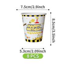 工程车主题生日快乐一次性餐盘、餐巾纸、杯子套装，包含餐盘、餐巾纸和杯子，适合8位客人使用，一次性纸盘，派对餐具，适用于生日、婚礼、主题派对、家庭野餐等场合。 - 彩色 - 查看 6