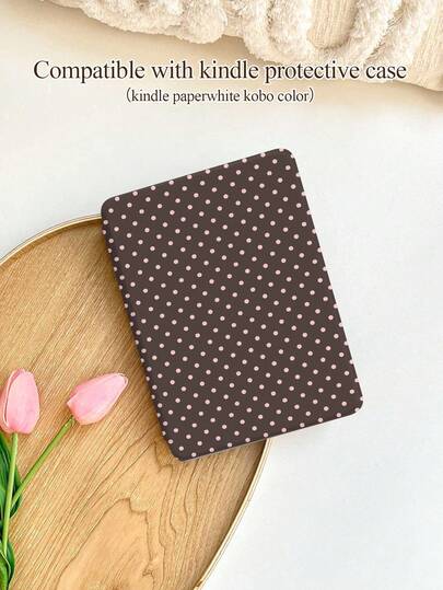 1pc Coffee-Colored Polka Dot Design Protective Case Suitable For Kindle 10th, Kindle 11th, Kindle Paperwhite 5, E-Book Reader Protective Cover With Auto Wake/Sleep Function, Lightweight And Convenient, Perfectly Fit To Protect Your Reading Device, Romantic Gift