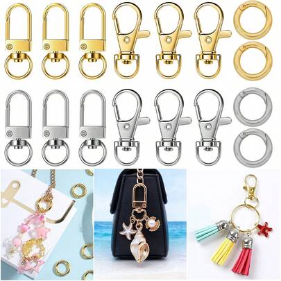 4pcs 18K Gold-Plated Metal Lobster Claw Clasp Swivel Snap Key Chain Clip Hooks Spring Clip Snap Hook Lobster Clasp For Keys, Lanyards Jewelry Findings