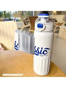 Large Capacity Fresh Sports Straw Water Bottle, Simple Student Insulated Cup, Portable Outdoor Fitness Cup With Flip-Top Lid - M-209W Purple - View 4