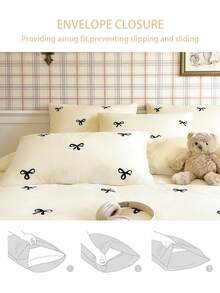 2/3 piezas Juego de ropa de cama con estampado de lazo, ultra suave y transpirable, juego de sábanas, resistente a las arrugas, tamaño completo (1 funda nórdica + 1/2 fundas de almohada, sin relleno), adecuado para todas las estaciones - suave y cómodo, adecuado para dormitorio, hogar, hotel, con cierre de cremallera y fundas de almohada, multicolor duradero, juego de ropa de cama extra grande, adecuado para la decoración de la habitación, viajes y dormitorio (niños/niñas) - Blanco - Ver 6