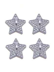 2pcs Silver Heart & Star Shaped Hanging Hooks, Convenient To Carry, Adhesive Back To Prevent Falling Off, Fashionable And Elegant Compatible With Android And Most Smartphone,Gifts For Mother, Family, Friends, Kids, Birthday, Holiday Phone Chain - Sparkling Stars - View 3