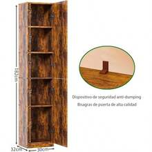 CY 32*30*182CM Estante Organizador Alacenas Para Cocina Mueble Organizador Alacenas Para Despensa Espacio de Almacenamiento Cinco Niveles Con Puerta de Vidrio El Tamaño es 32*30*182CM - Negro opaco - Ver 4