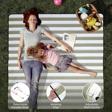 Manta de picnic para exteriores, extragrande, 80 x 80 pulgadas, impermeable, plegable, portátil, con correa de transporte, para tapete de playa - Verde y blanco (Green&white) - Ver 10
