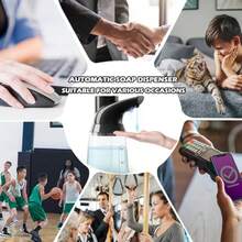 Summon The Elves - Paquete de 2 dispensadores automáticos de jabón líquido sin tacto 4 niveles ajustables de color blanco moderno dispensador de jabón de manos para baño 700 ml sensor de - 2 unidades de color negro - Ver 4