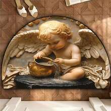 美人鱼迎宾门垫 - 水晶绒面料，防滑硅胶底，适用于露台、门廊、办公室和起居空间 - 可手洗，半圆形设计 - 理想的家居和房间装饰地毯 - 2 - 查看 8