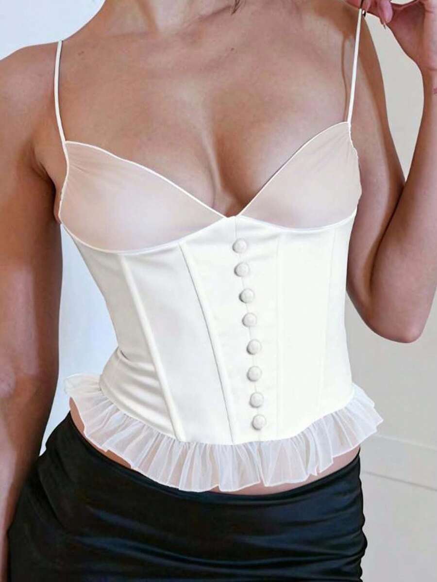 2026 New Mesh Corset-Style Strapless Top Designer-Inspired High-End Women's Wear Spring/Summer Collection - White - View 1